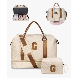 VOGEWOOD  Weekender Bag with Shoe Compartment and Matching Pouch G Logo